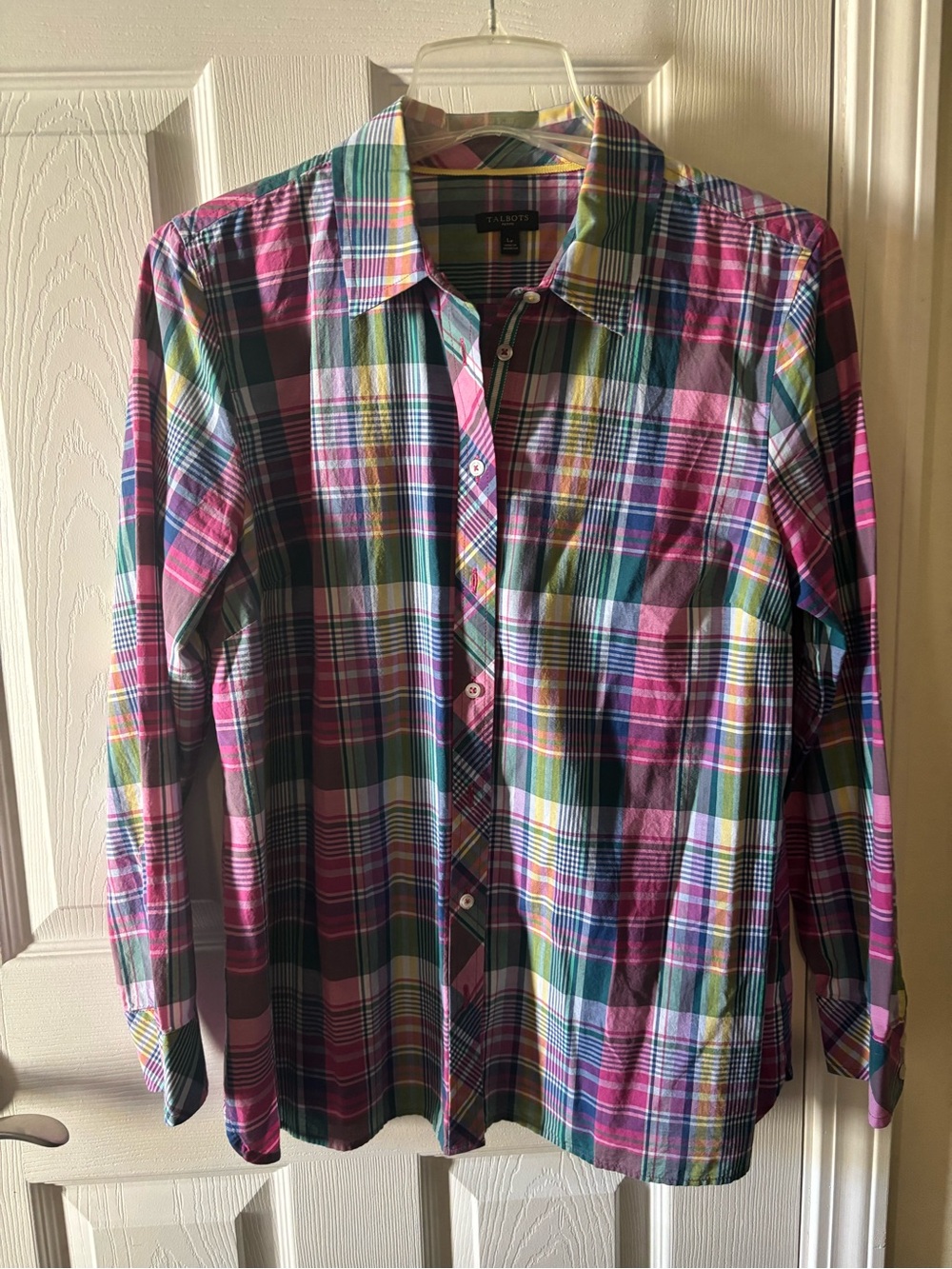 Talbots Pink Multi Plaid Button-Down Shirt